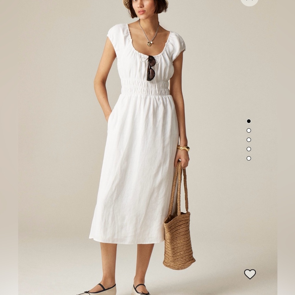 NWT J. Crew linen cap sleeve midi maxi summer  sun dress white sz medium
